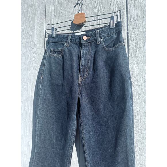new GANNI high rise 100% organic denim non stretch Betzy jeans Dark Blue Stone - Picture 6 of 13